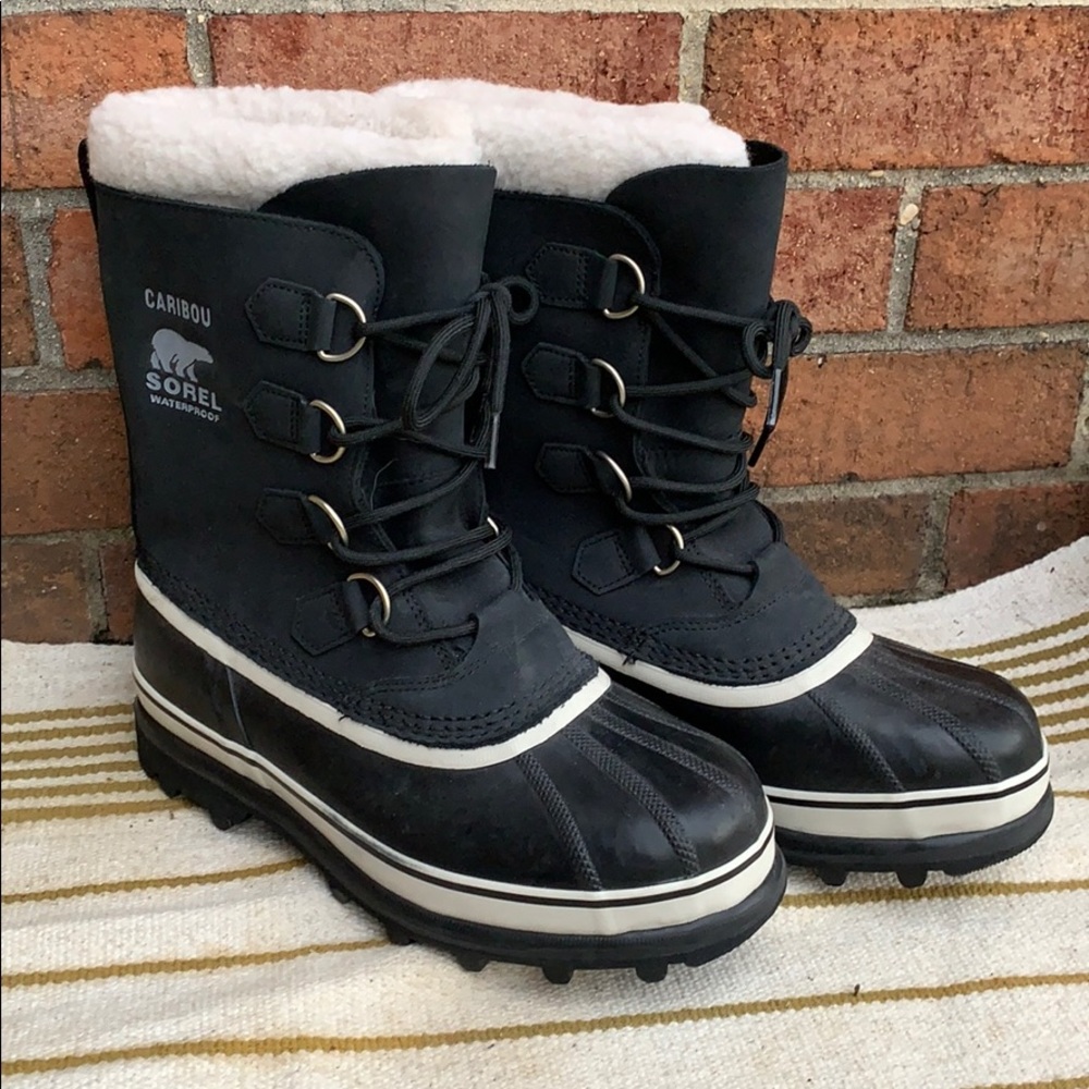 Sorel Caribou Black Waterproof Snow Winter Boots!
